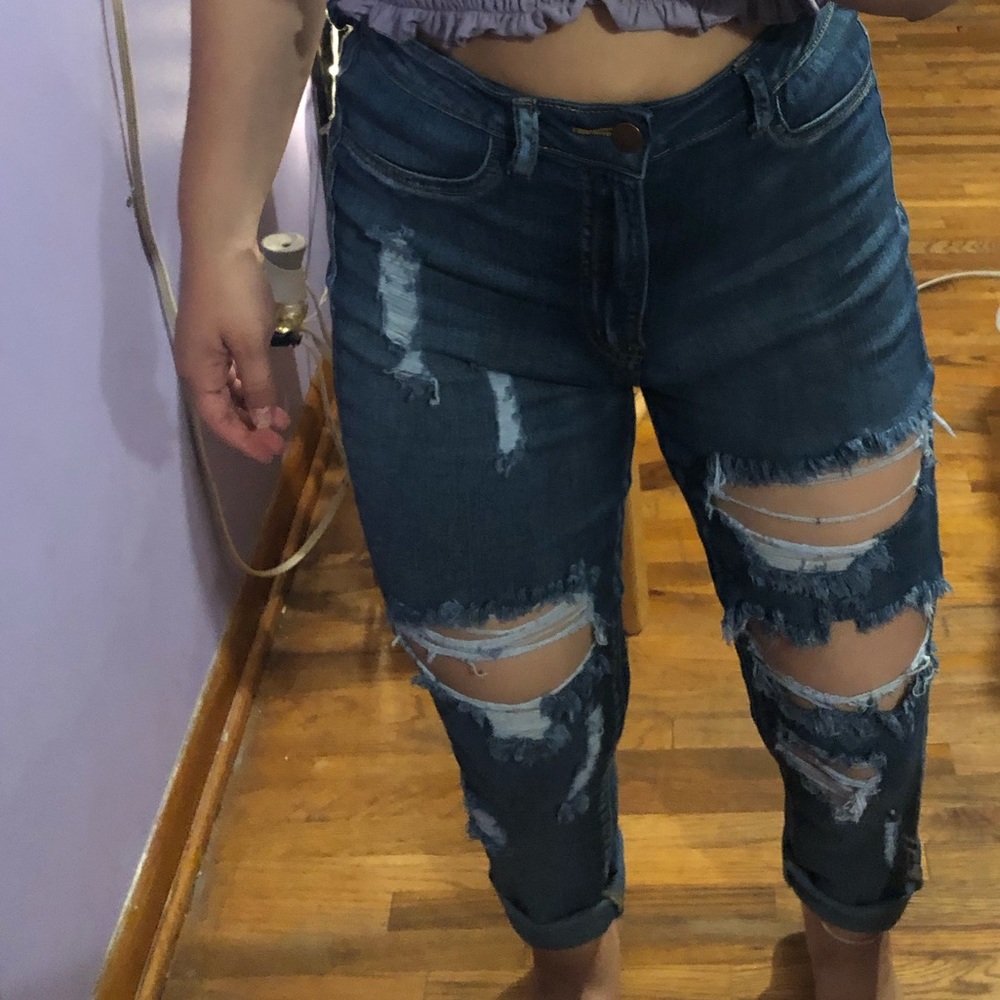 Dark/medium distressed skinny jeans